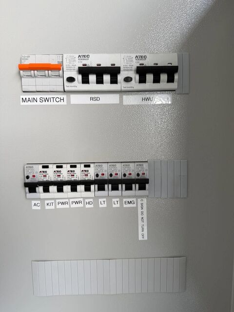 Commercial switchboard with every circuit breaker labelled